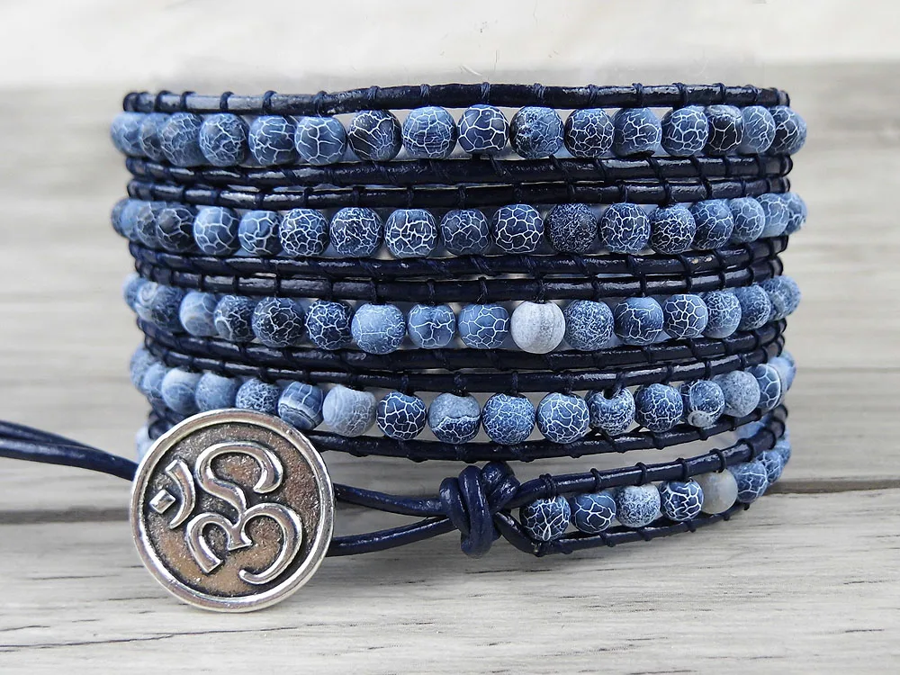 Браслет в стиле бохо 5 дюймов цыганский браслет с бусинами синий темно ювелирные
