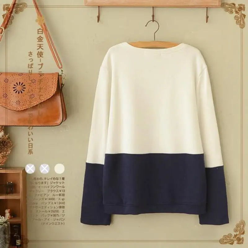 Женский свитшот с вышивкой в стиле девушки-Мори мультяшным рисунком милый