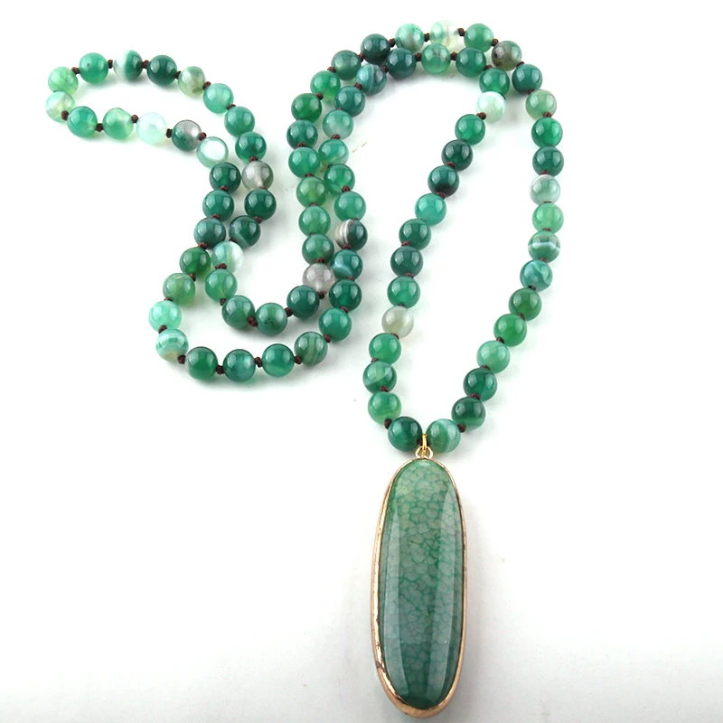 Модные богемные ювелирные изделия Агатовые камни узелковые длинные подвески с