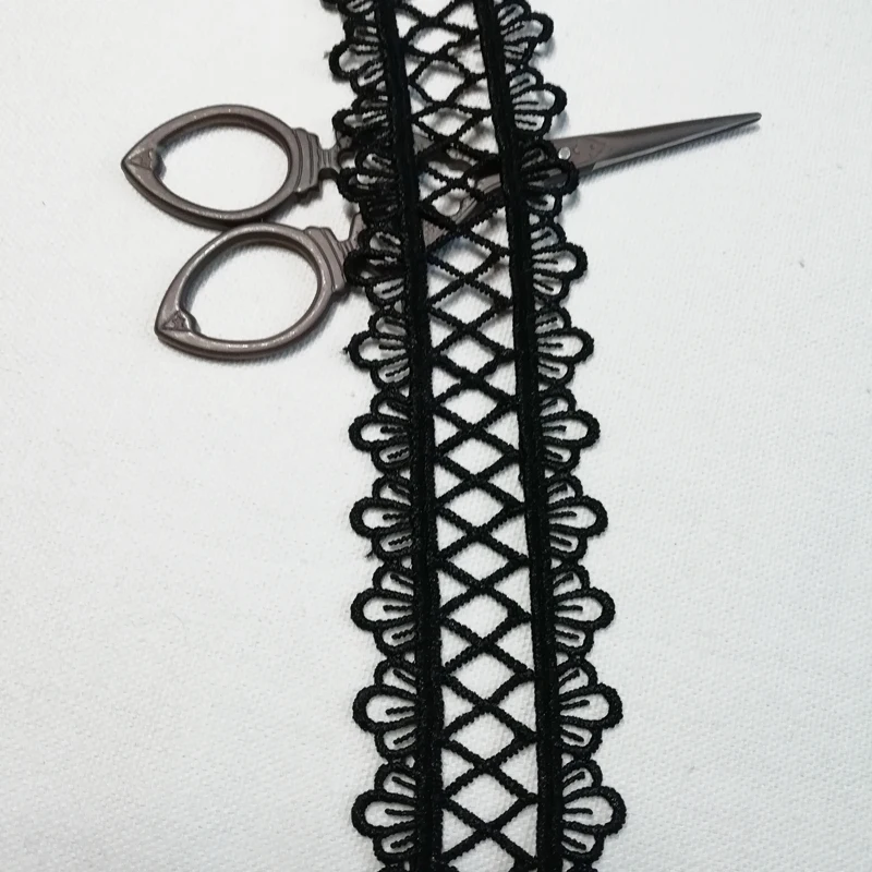 4 ярдов ширина 5 см черный водорастворимый кружевной отделкой Ткань молочного