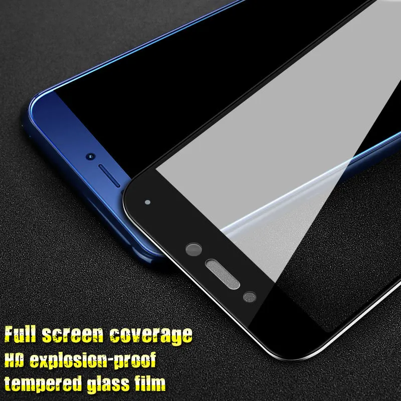Закаленное стекло для huawei honor 8 lite, Защитное стекло для экрана honor p8 p9 lite, чехол для honor 8, светильник honor 8, 8 lite, пленка glas - Цвет: black