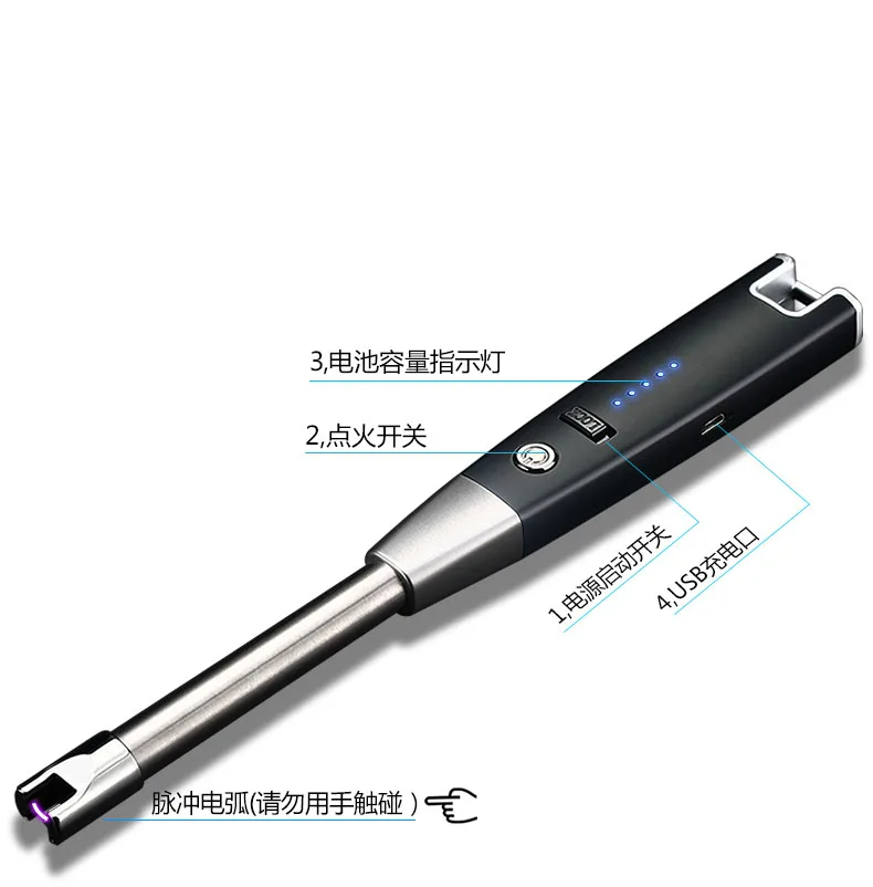 Кемпинг барбекю кухня зажигалка usb зарядка Электронная зажигалка дисплей электричество плазма дуга воспламенитель ветрозащитный безопасность