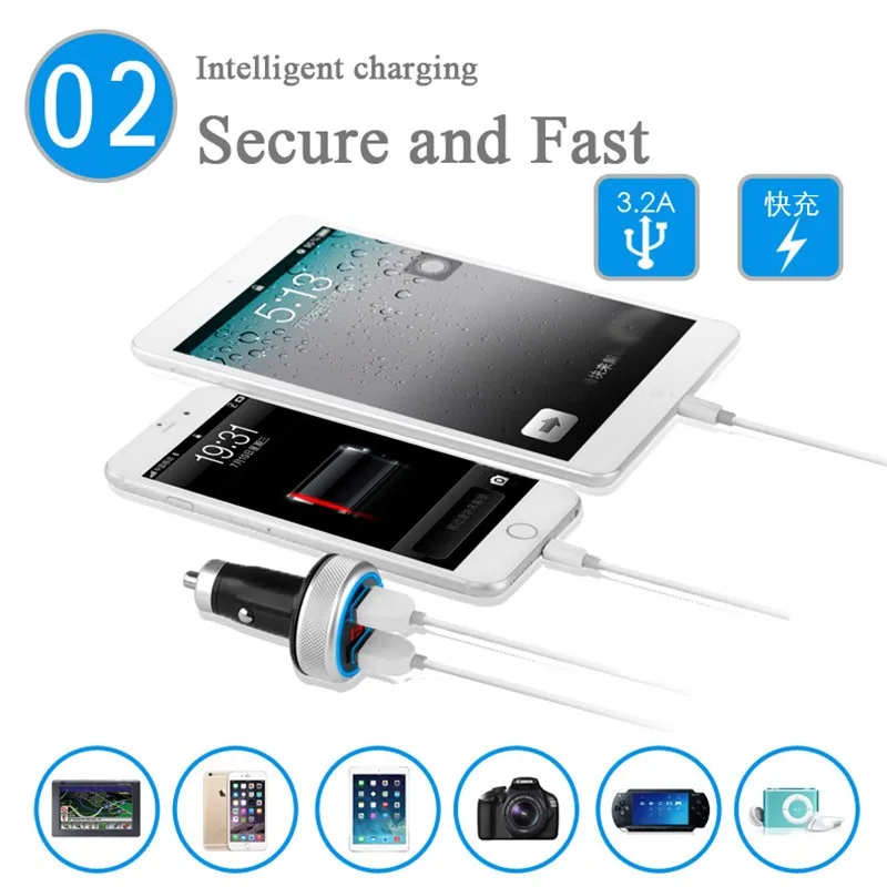 Bluetooth FM передатчик Автомобильный MP3 плеер монитор напряжения Handsfree быстрое