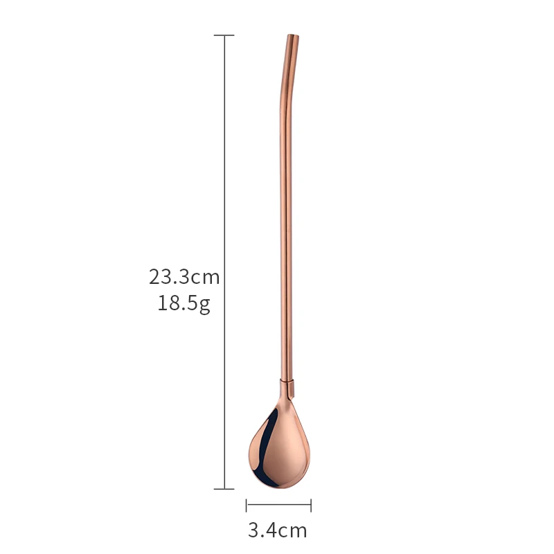 2 rose gold L 2 шт красочные многоразовые соломинки для питья ложка из нержавеющей стали металлические Коктейльные трубочки ложка для перемешивания Бар молоко кофе инструменты для перемешивания - Цвет: 2 rose gold L