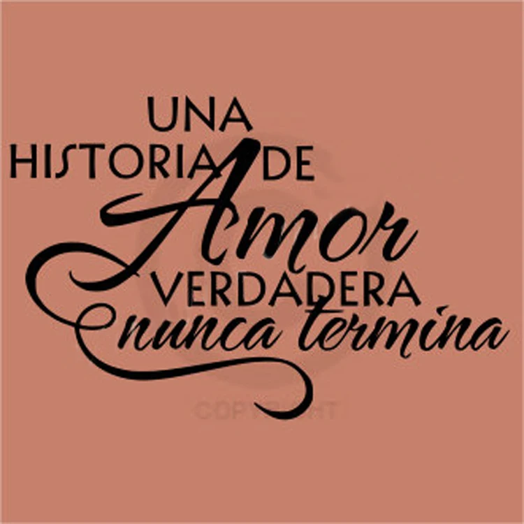 Цитаты на испанском Una economy De Amor Verdadera Nunca terna A True Love Story Never Ends виниловые настенные