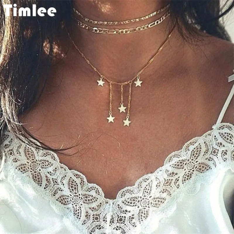 Timlee N065 бесплатная доставка новые модные уникальные металлические ожерелья со