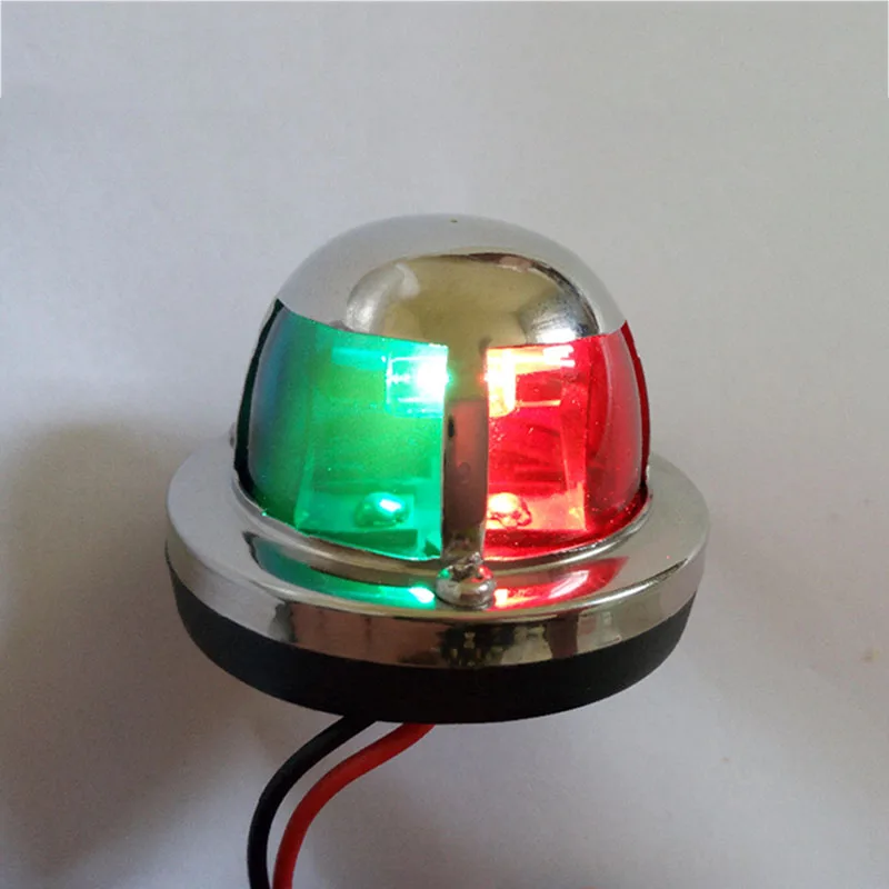 Красный зеленый светодиодный навигации светильник 12V Морская Лодка Яхта Нержавеющая сталь Bi-Цвет парусный спорт сигнальная лампа