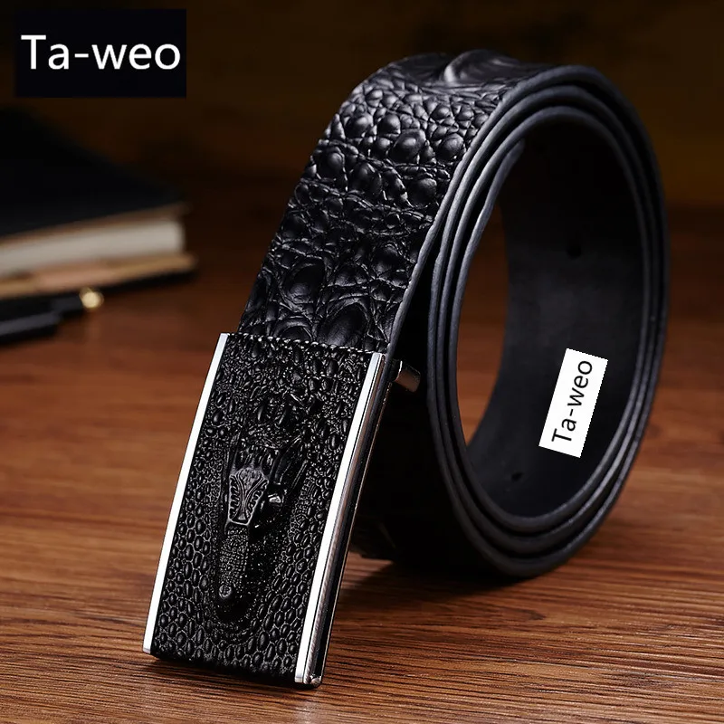 New Fashion Business Male Belts Luxury Crocodile Striped Genuine Leather Belt Men Designer Belts Men High Quality