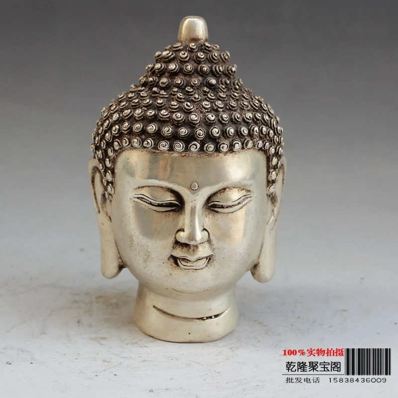 Tibet Silver Household adornment Tathagata Buddha the head of Buddha statue metal handicraft