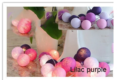 Lilac purple Многоцветный 3 м струнный светильник s светодиодный хлопковый шар струнный Сказочный светильник s для рождественской елки Свадебные украшения для дома ночной Светильник - Испускаемый цвет: Lilac purple