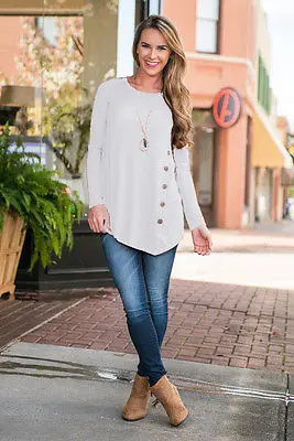 

2016 Women Long Sleeve Blouse Shirts With Button Cotton+Plyester Women Blouses Tops High Quality New Design Style