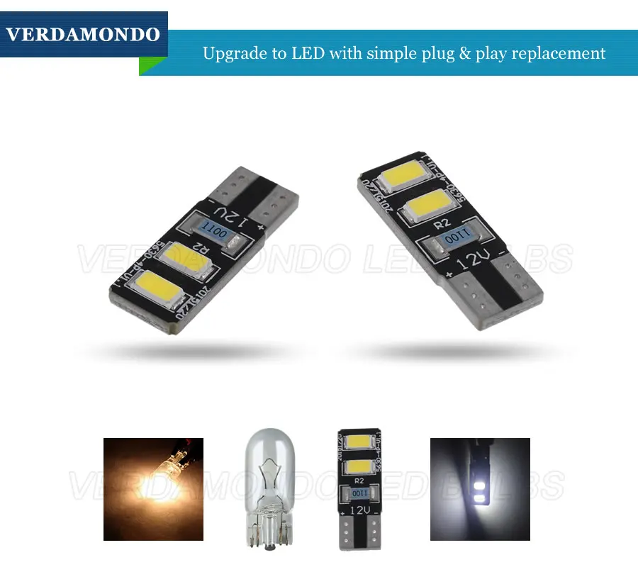 2Pcs W5W T10 LED Auto Lights 5730 4 SMD Wedge Car Interior Dome Reading License Plate Lamp White 12V Clearance Side Marker Bulbs |