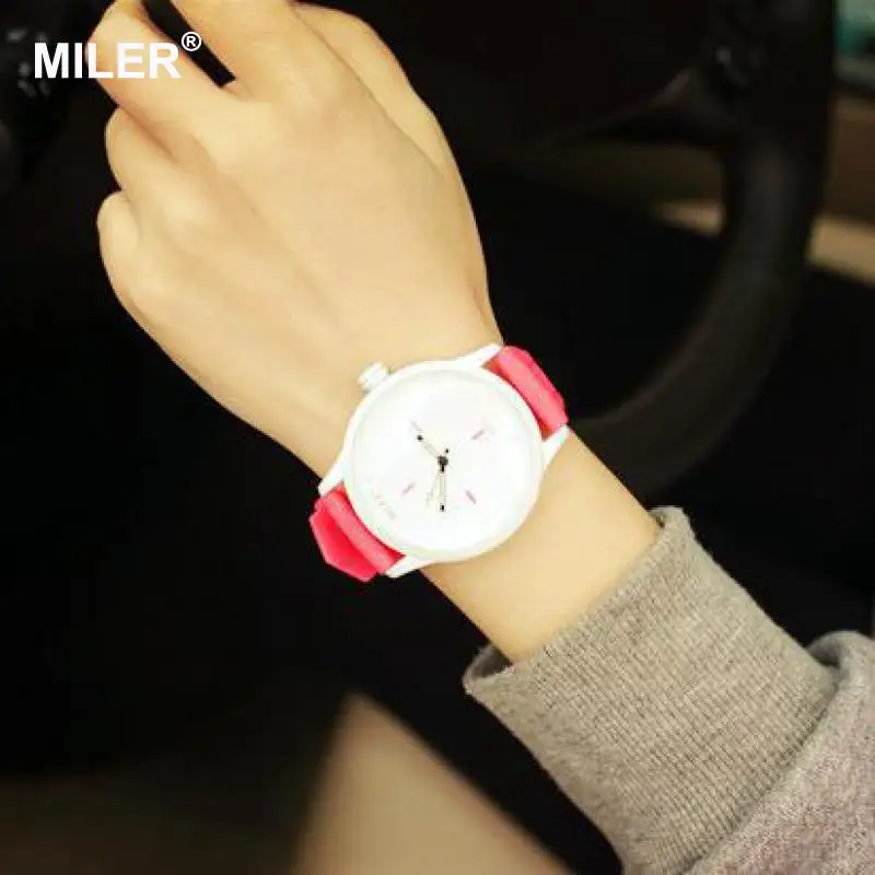 Оригинальный MILER бренд мягкий силиконовый ремешок желе кварцевые часы наручные