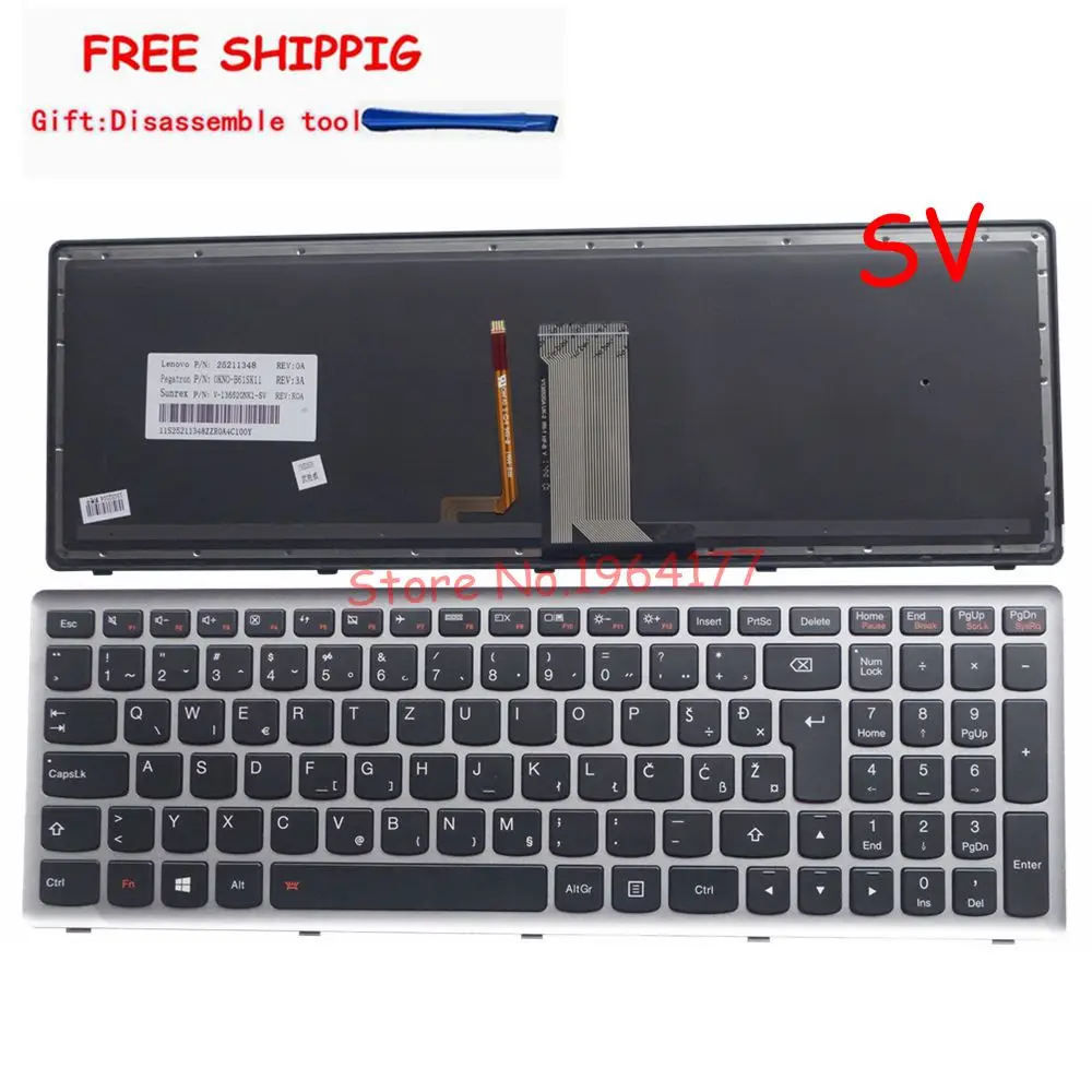 QH словенская хорватская клавиатура с подсветкой для ноутбука Lenovo Ideapad Z710 U510