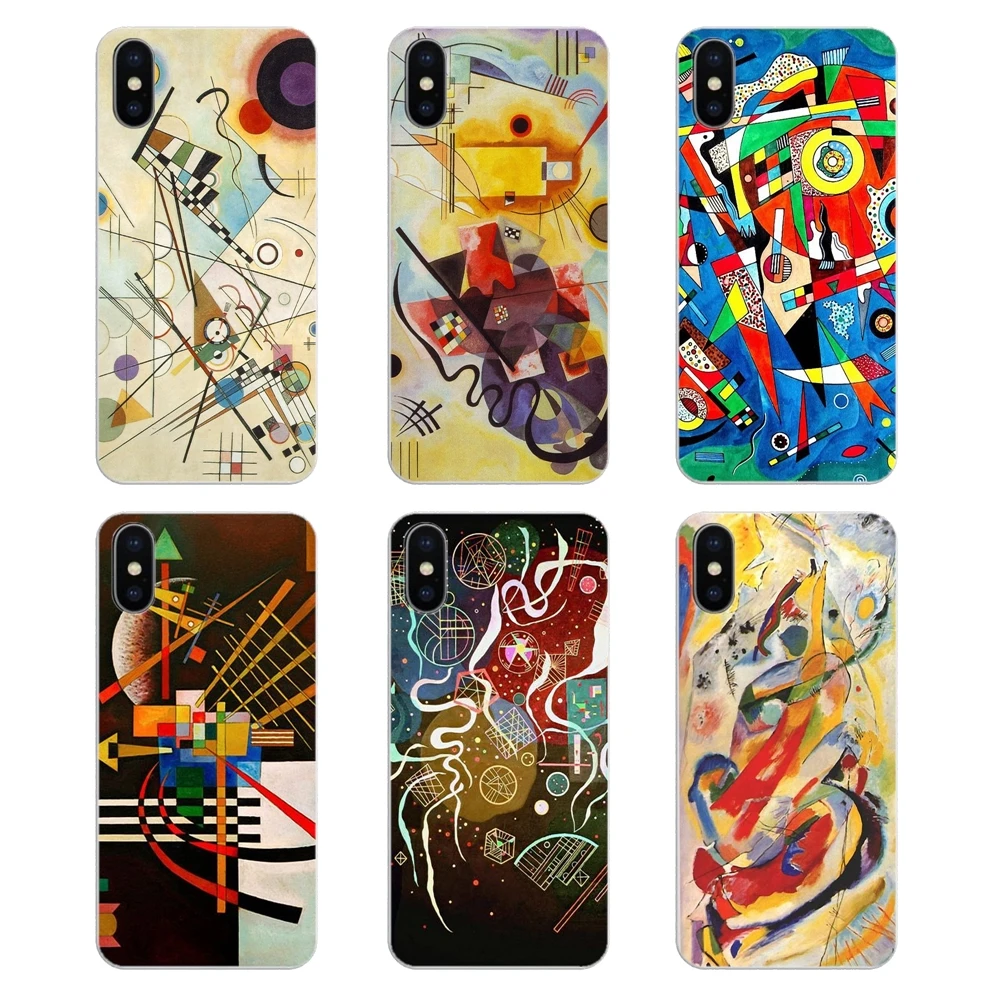 Для Apple iPhone 4 4S 5 5S 5C SE 6 6S 7 8 X XR XS Plus MAX силиконовый чехол для телефона с рисунком абстрактного искусства Василия Кандинского.