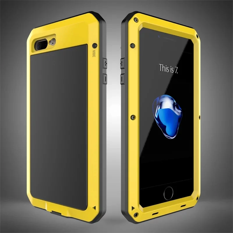 Luxury Dirt proof Shockproof Life Waterproof Case for iPhone 7 Heavy Duty Armor Aluminum Metal Cover Gorilla Glass Hard |