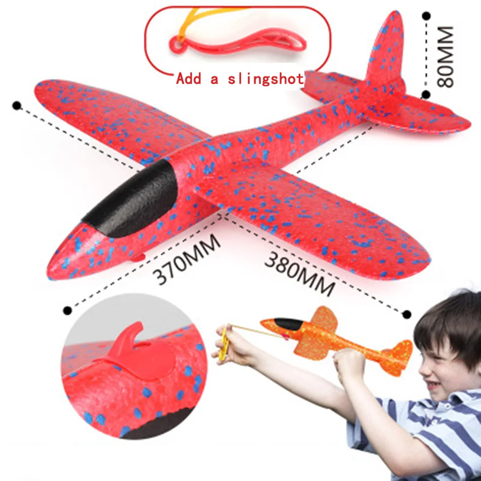 Add a slingshot 5 35 см ручной бросок Летающий планер самолет пены игрушки в виде самолетов Запуск наполнители пузырь модель самолета DIY интерактивные игрушки для детей - Цвет: Add a slingshot 5