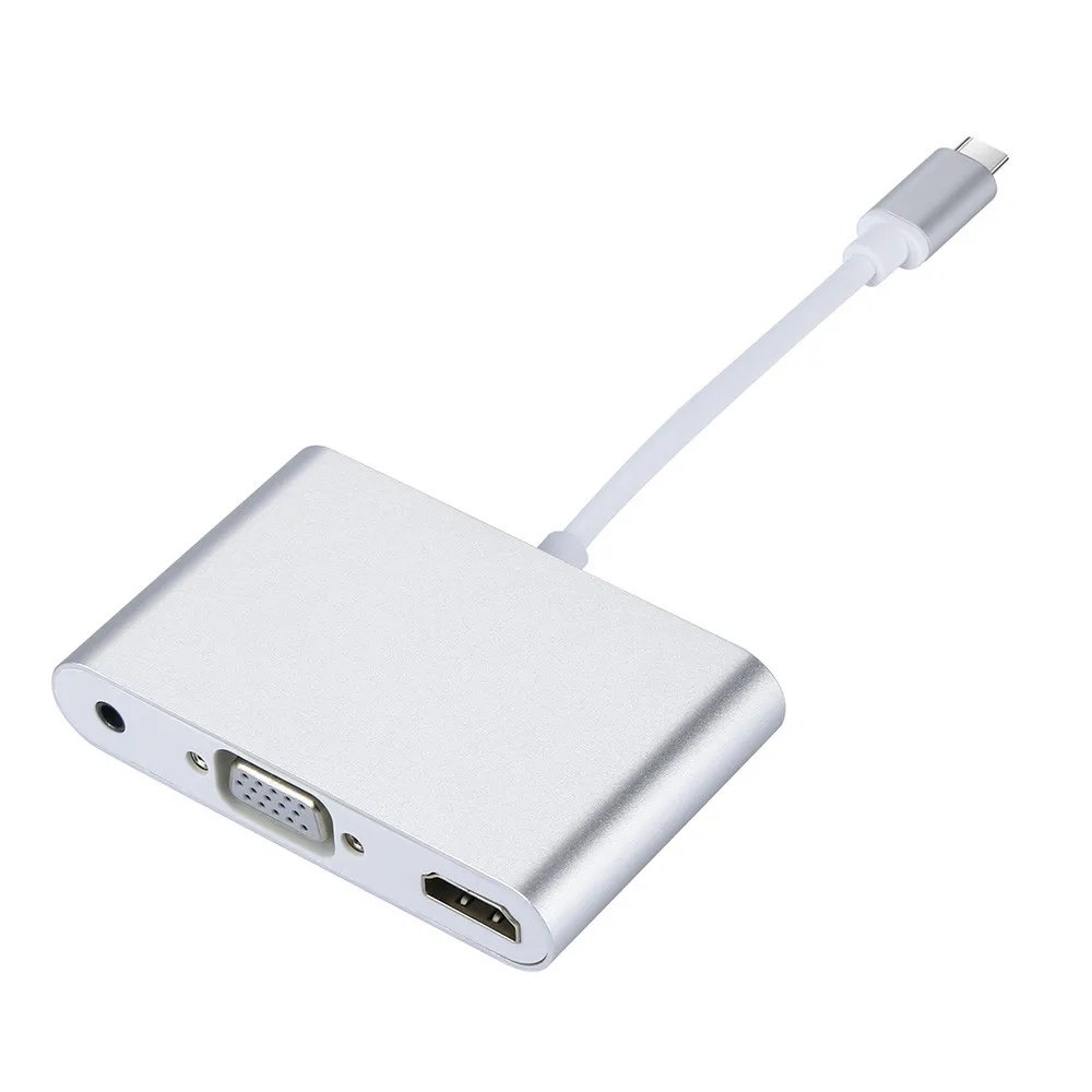 Mosunx тип-c к HDMI VGA 3 5 мм аудио адаптер 3в1 USB-C конвертер кабель концентратор 8D1115