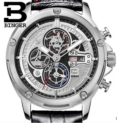 Черные повседневные Модные БИНГЕР часы Мужские люксовый бренд аналоговые