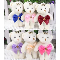 40pcs small plush mini teddy bear stuffed toys wedding flower bouquet little toy satin cartoon key chain pendant home decoration