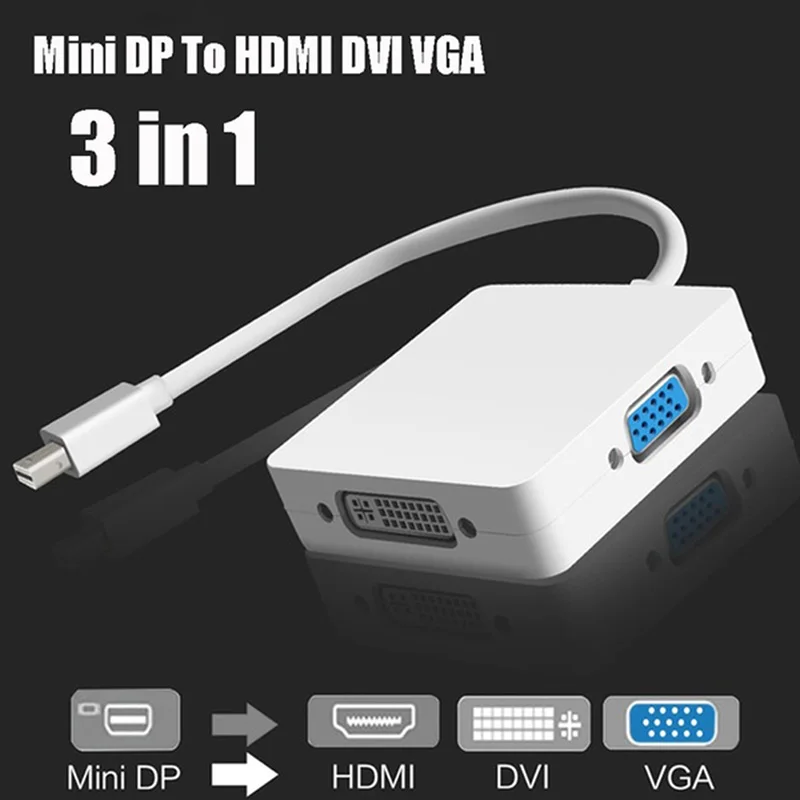 3 в 1 Мини DP DisplayPort к HDMI/DVI/VGA 1080p HD видео аудио конвертер для Mac FD|Кабели VGA| |