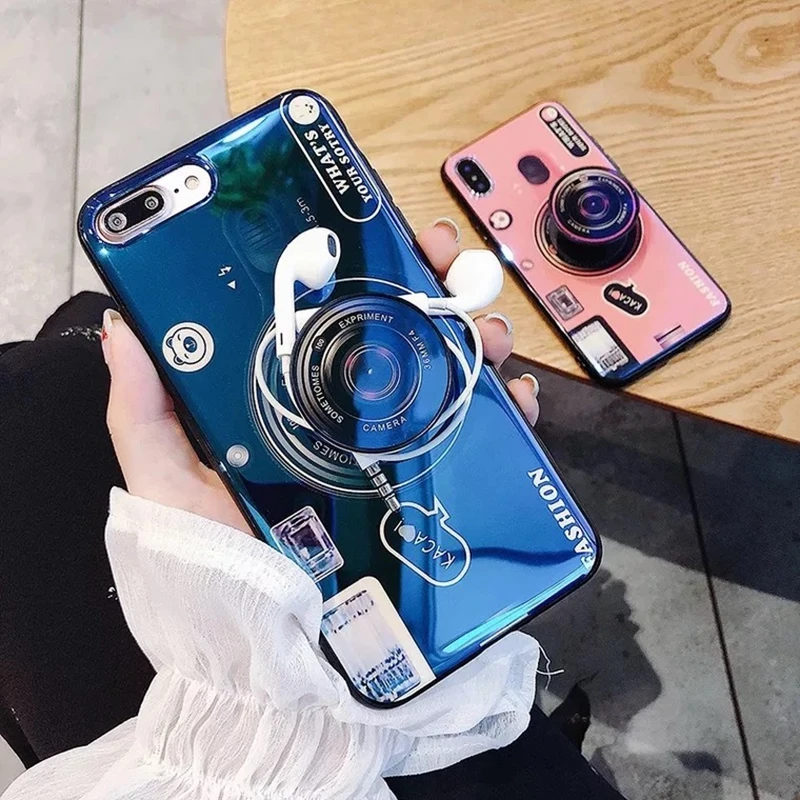 Case For Xiaomi Redmi 4X Note case Camera pattern soft TPU Silicone Cute 4 Cover Hidden Stand Holder |