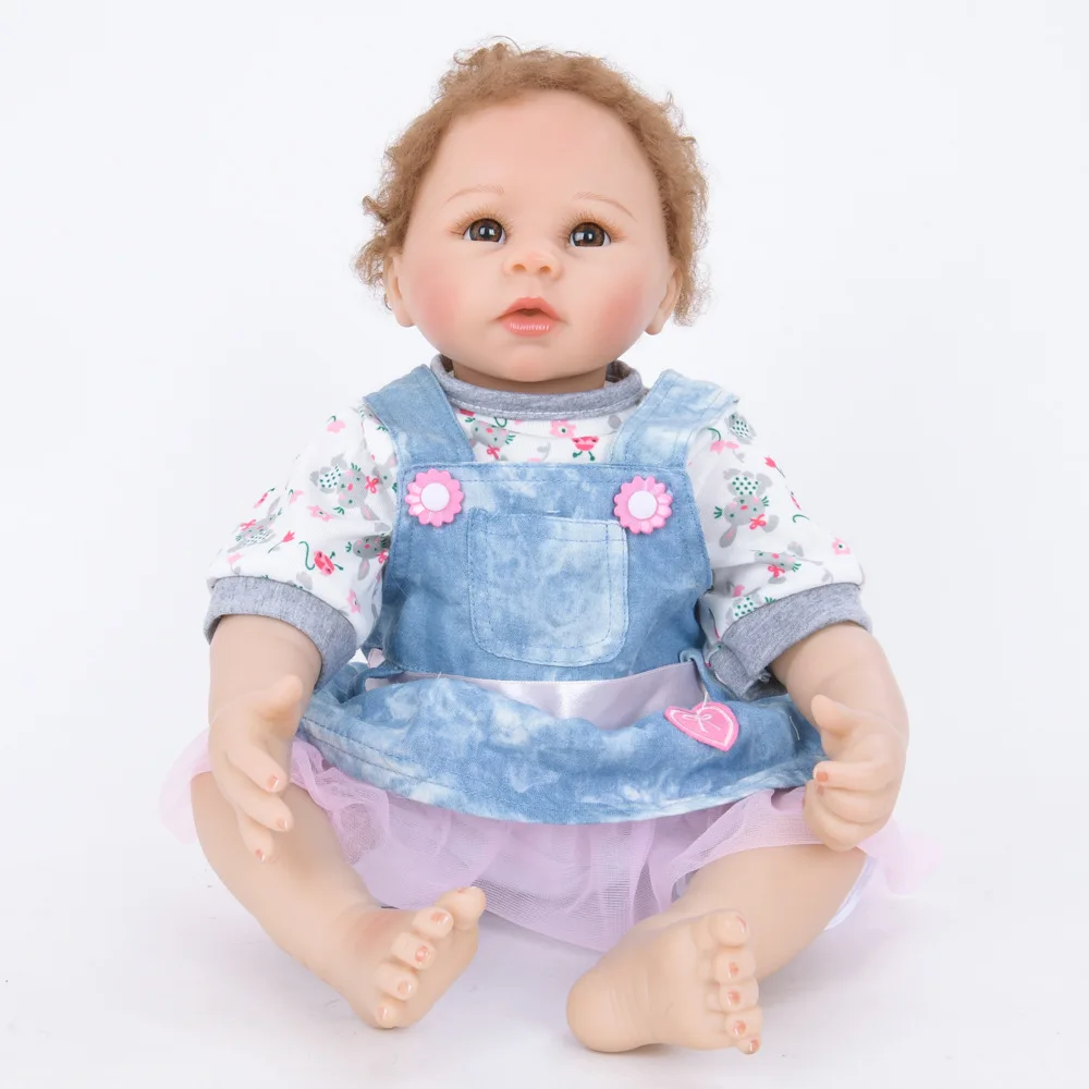 Кукла NPK Baby Reborn Lucy мягкая силиконовая для девочек красивая 22 дюйма волнистая