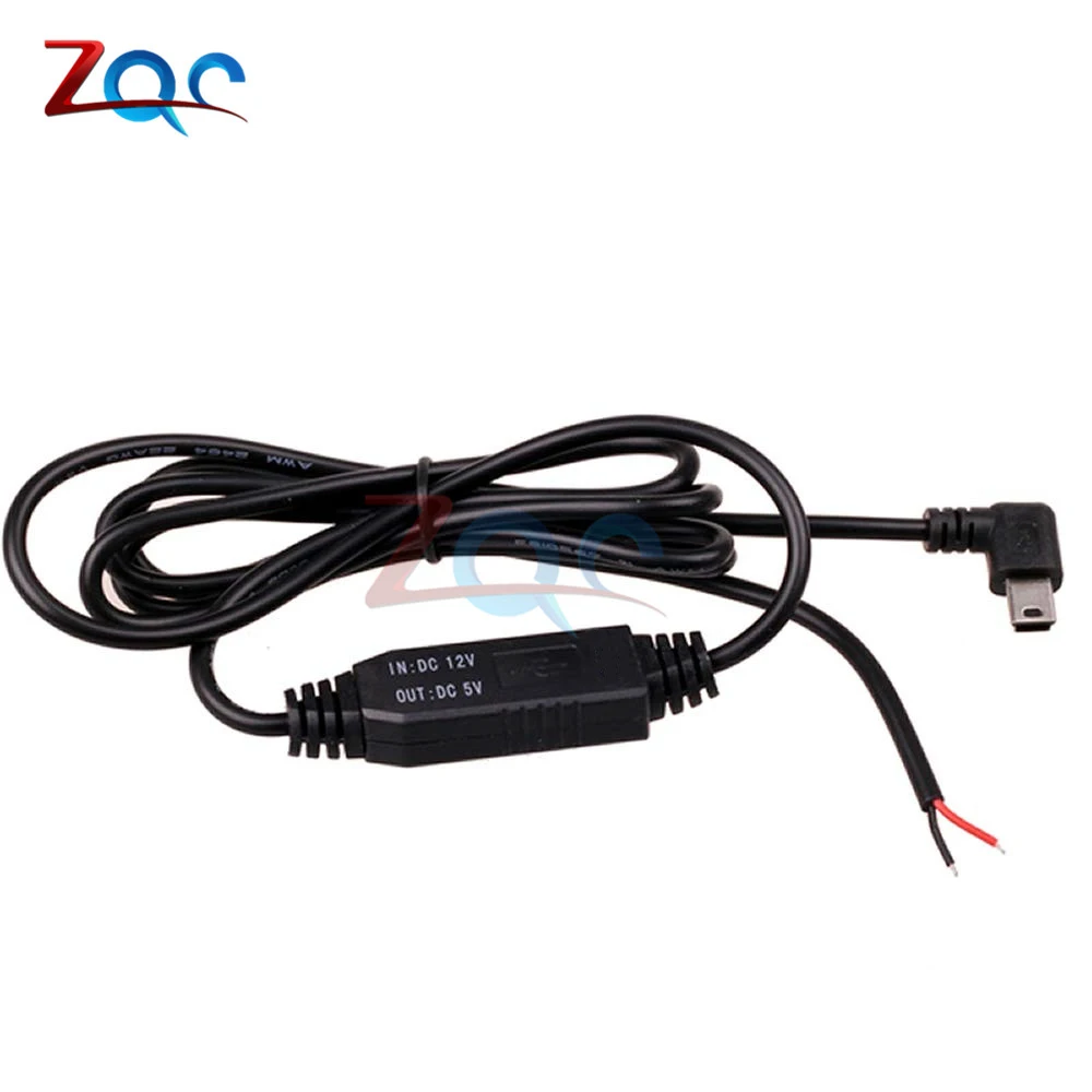 Mini USB Right DC-DC от 12 В до 5 В пост преобразователь Micro Mini USB проводных автомобильное Мощность Зарядное устройство для gps планшет телефон PDA DVR Регистраторы Камера 1 м - Цвет: Mini USB Right