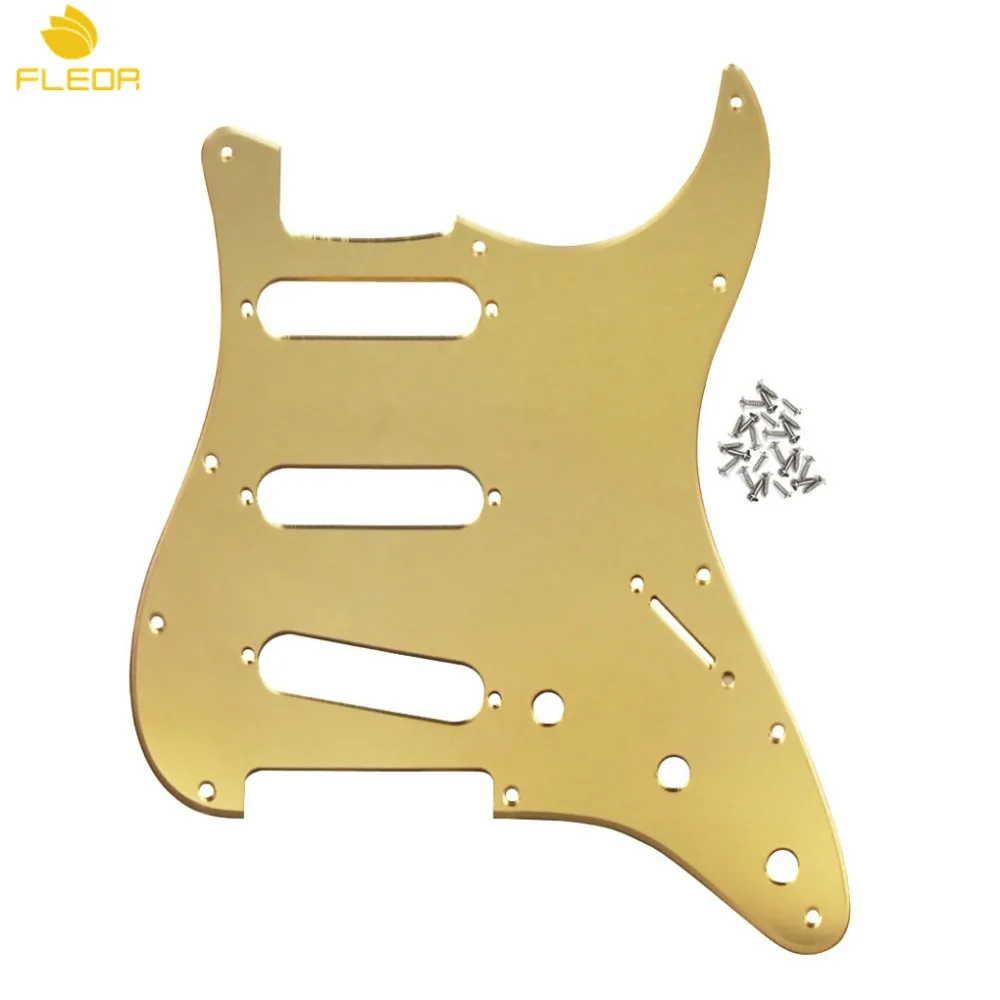 FLEOR Золотое зеркало с 11 отверстиями накладка на гитару SSS царапина 1 слой винтами