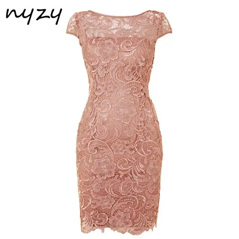 pearl pink NYZY M45 узкое кружевное платье с короткими рукавами для матери невесты, платье цвета шампанского для свадебной вечеринки, наряды для жениха и мамы, платье - Цвет: pearl pink