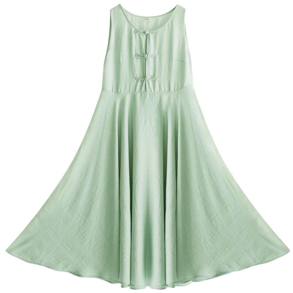 

MM129 New Arrival women brief Chinese Style vintage a line sleeveless long dress summer 2017