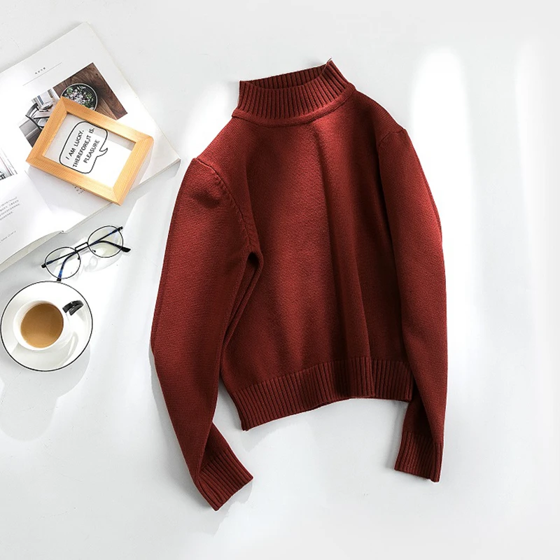 Водолазка свитер Женская мода 2019 осень зима черные топы женские трикотажные