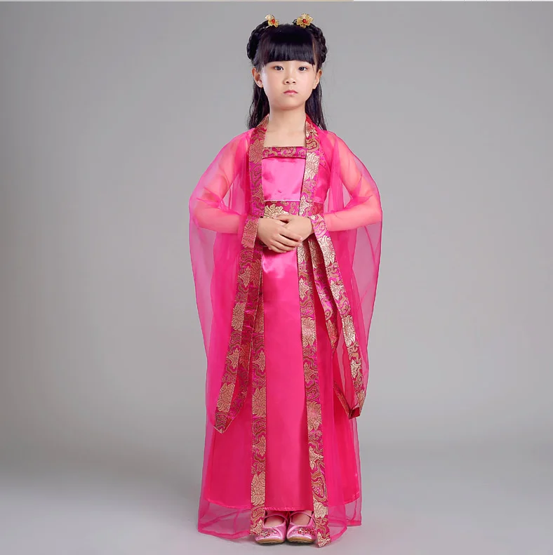 Классические китайские танцевальные костюмы для девочек Детское платье hanfu