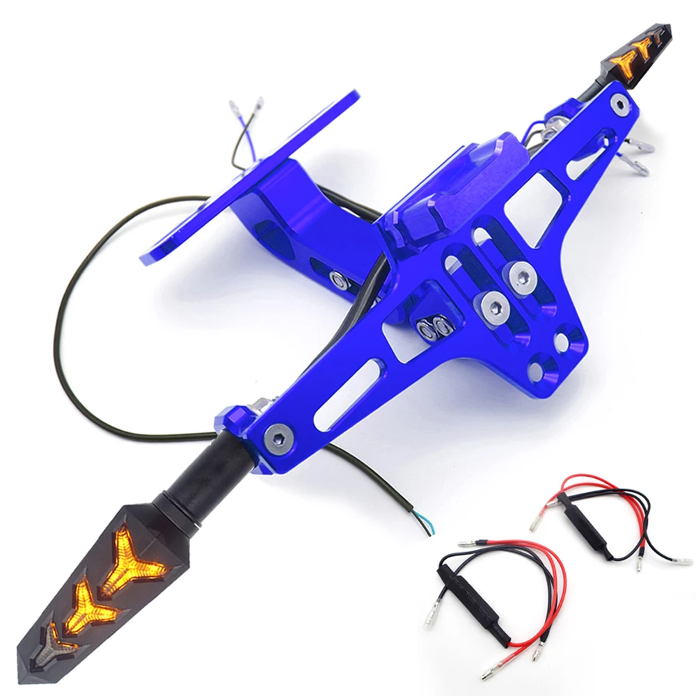 Blue 2 decoders Для honda cb125r suzuki burgman honda cbr 250r Suzuki нарушителя yamaha xt660r мотоцикл светодиодный Кронштейн номерного знака держатель CNC - Цвет: Blue 2 decoders