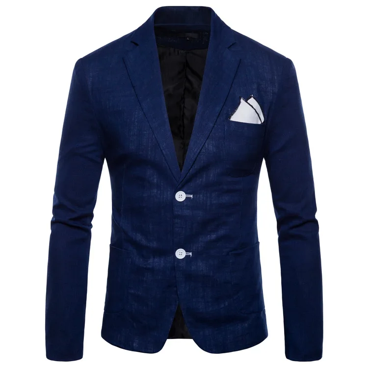 

Cotton linen men's casual suit jacket amazon two-button European size men's 9-color blazers dropshipping dance wedding top coat