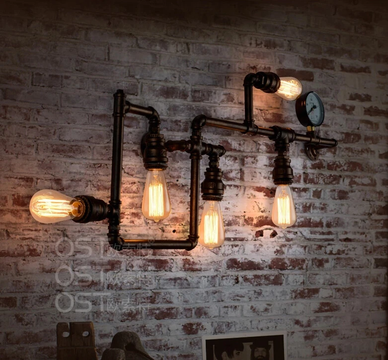 Настенный светильник винтажный для домашнего декора|apliques pared|water pipe wall lamplamp sconces |