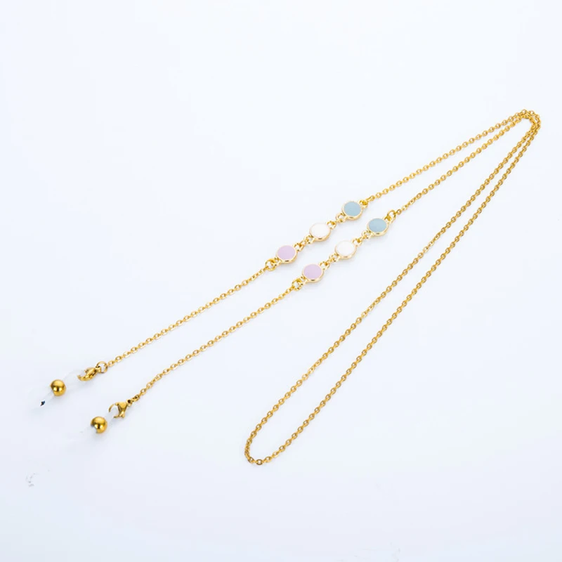 Gold Plated Titanium Steel Link Chain Clover Flower Eyeglasses Chains for Reading Glasses Cord Sunglasses Strap Holder Neck Band - Цвет: 3
