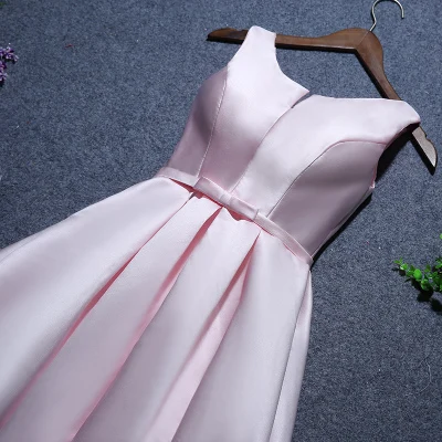 A pink Сладкие воспоминания Шампанское Двойной плечевой платье подружки невесты розовые атласные платья свидетельницы ежегодном собрании платье A1949 - Цвет: A pink