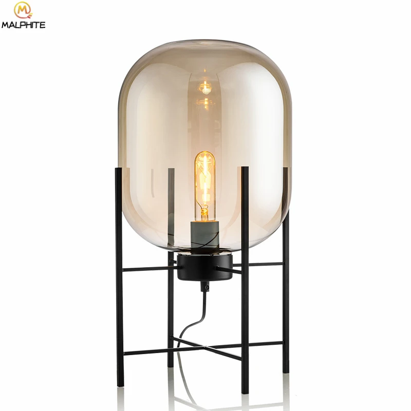 Стеклянная Настольная лампа с дымчатым светом для спальни прикроватный