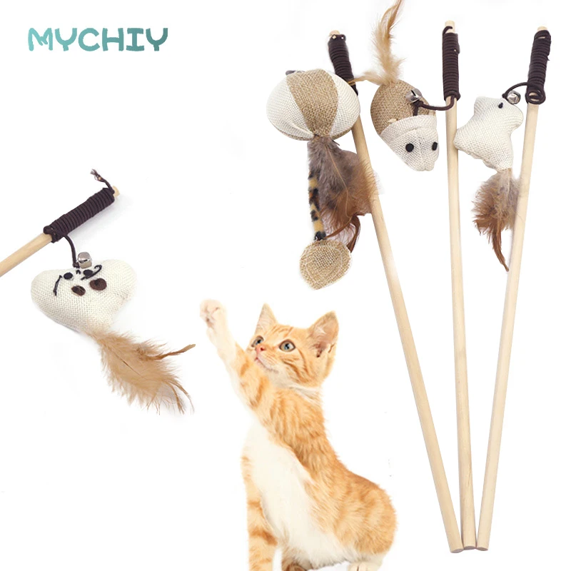 1 pc Pet деревянные штанги смешной Кот палку милые Мышь забавный кот полюс