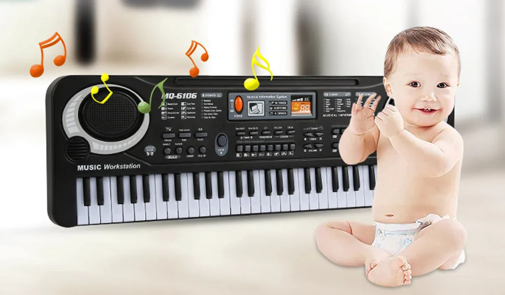 61KEY цифровой музыки Электронный музыкальный инструмент с микрофон музыкальный клавиатура Начинающий электронный орган