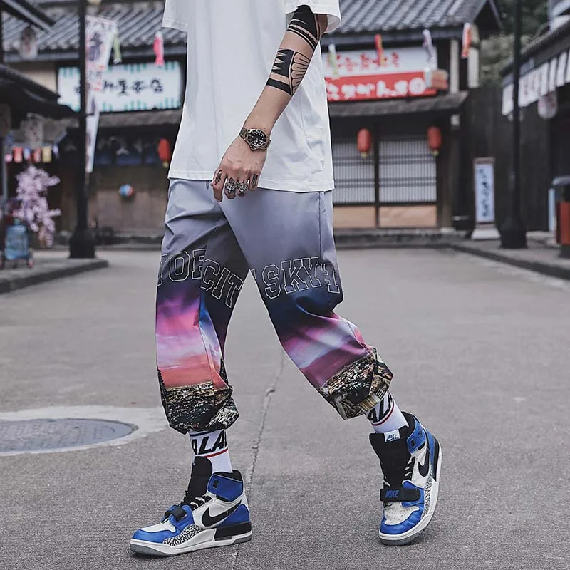 Весна 2019 Новое поступление городской пейзаж 3d принт модные джоггеры Harajuku уличная