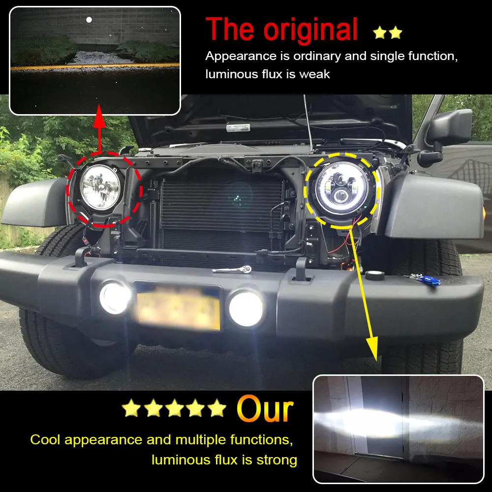 2 шт. светодиодная фара 7 ''круглая H4 высокая низкая 6000K дюймов 50 Вт для Jeep 5 75