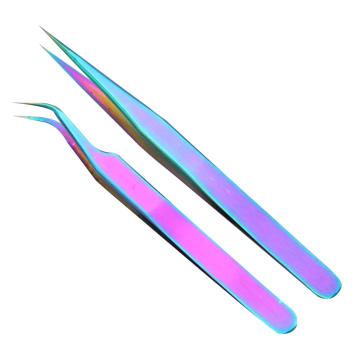 Изогнутый Прямой пинцет из нержавеющей стали с разноцветным радужным покрытием 6