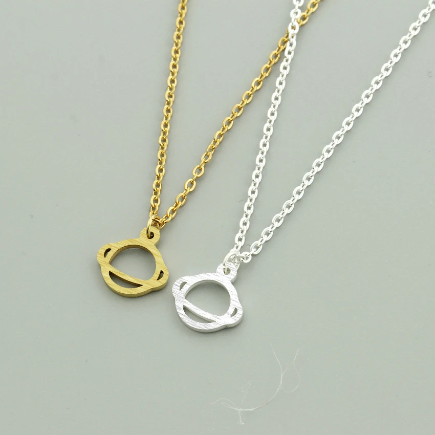 Space Saturn Charm Necklaces & Pendants For Women Planet Jewelry Stainless Steel Gold Silver Funky Chain Choker Collier Bijoux|pendants for