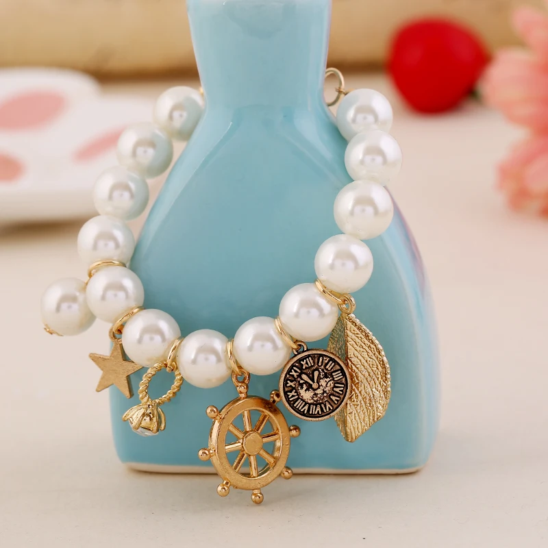Якорь часы с листом звезда Шарм Браслеты Европейская мода ювелирные изделия