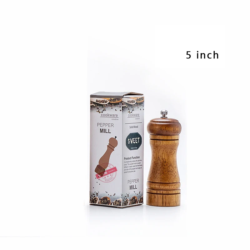 5 inch Jaswehome деревянные мельницы для соли и перца деревянный Измельчитель перца деревянные мельницы для перца с керамическим шлифовальным сердечником - Цвет: 5 inch