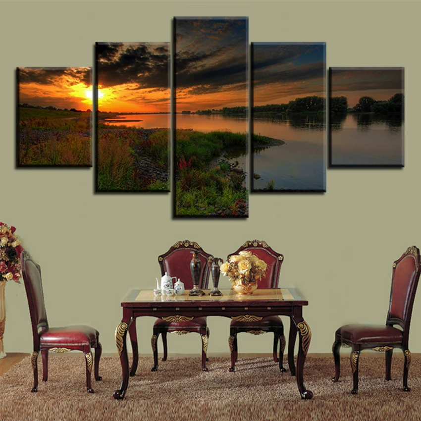 5 шт./комплект картина маслом на холсте закат в Германии|art pictures|picture for living roomwall art