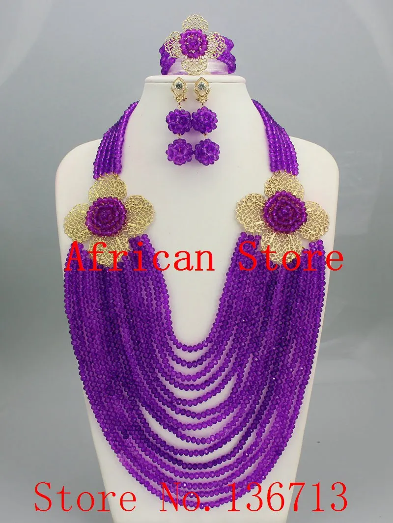 

New year big sale! Classic Orange red blue Nigerian/african beads jewelry set sets in wedding party dinner dress for women R913