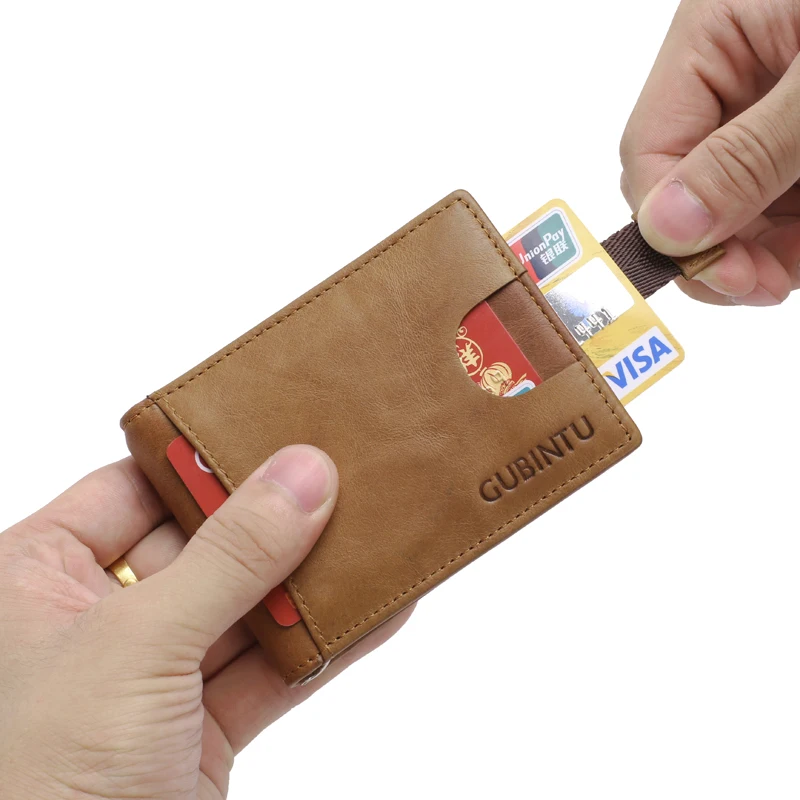 Gubintu кошельки Rfid блокирующие модные милые из натуральной кожи с зажимом для